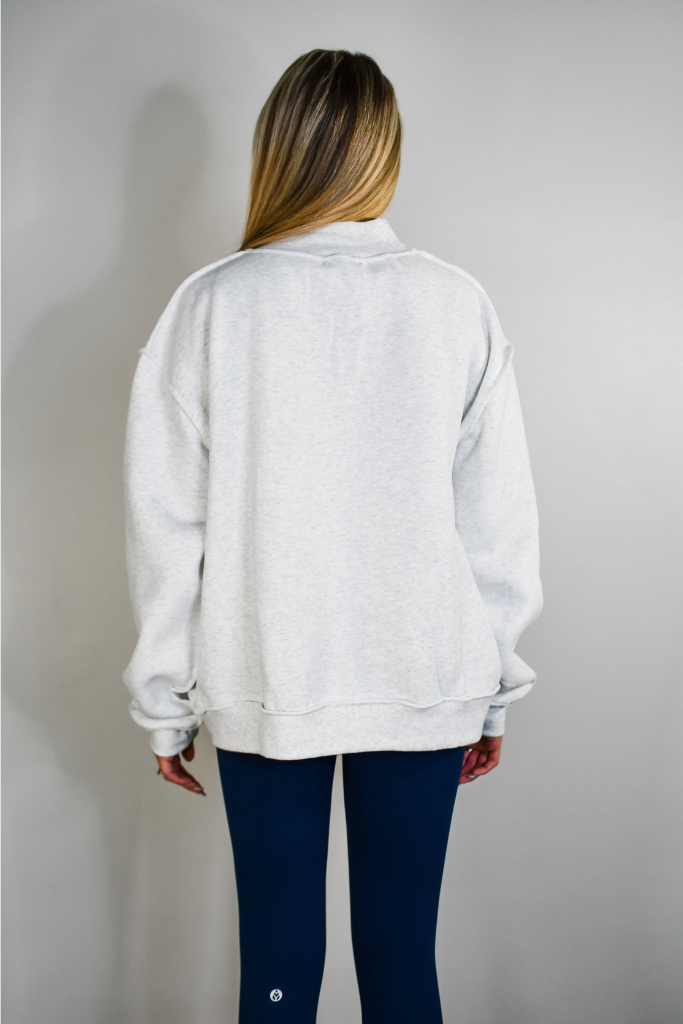 TooLooLah Georgia Mock Neck Sweatshirt - Heather Grey