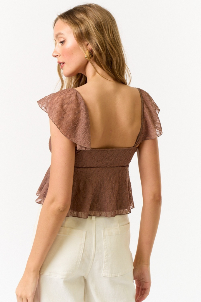 Amren Lace Crop Top - Mocha