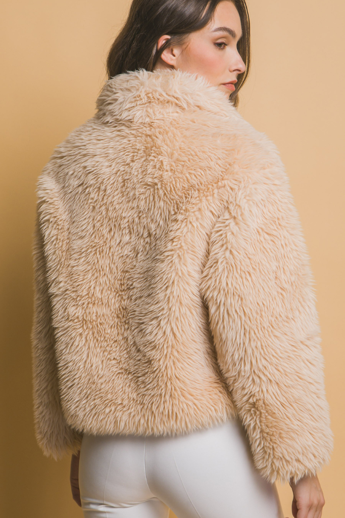 Juno  Faux Fur Jacket - Khaki