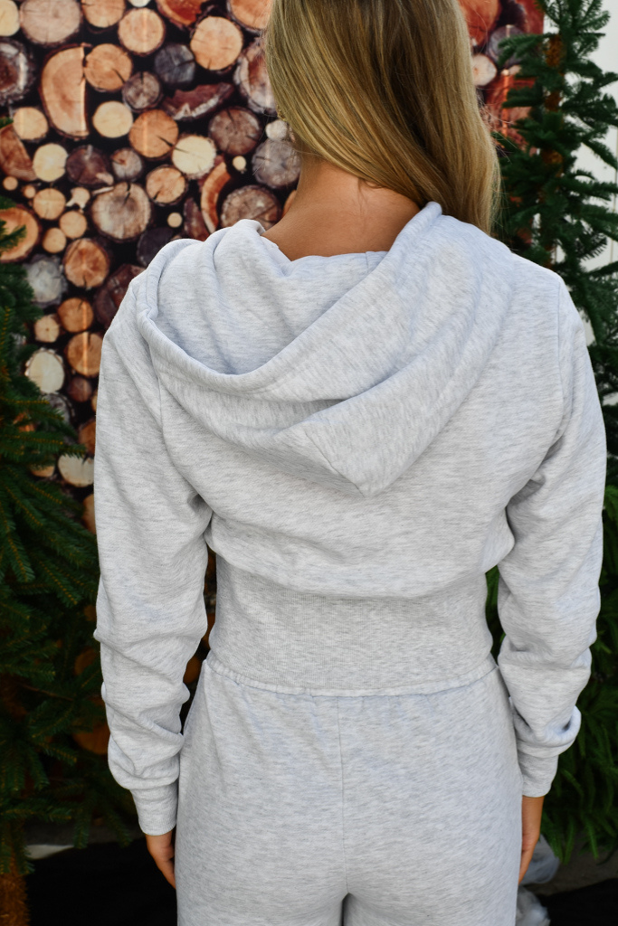 Double Zip Cropped Jacket - Ice Grey