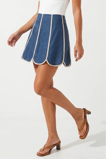 Help Myself Shell Panel Linen Skort - Slate Blue