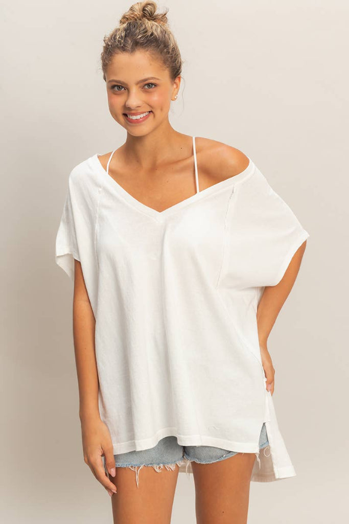 Soft Touch Oversized Top- White