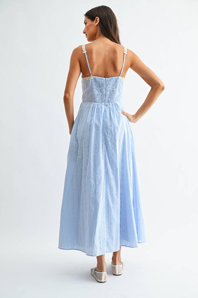 Haley Lace Trim Maxi Dress - Light Blue