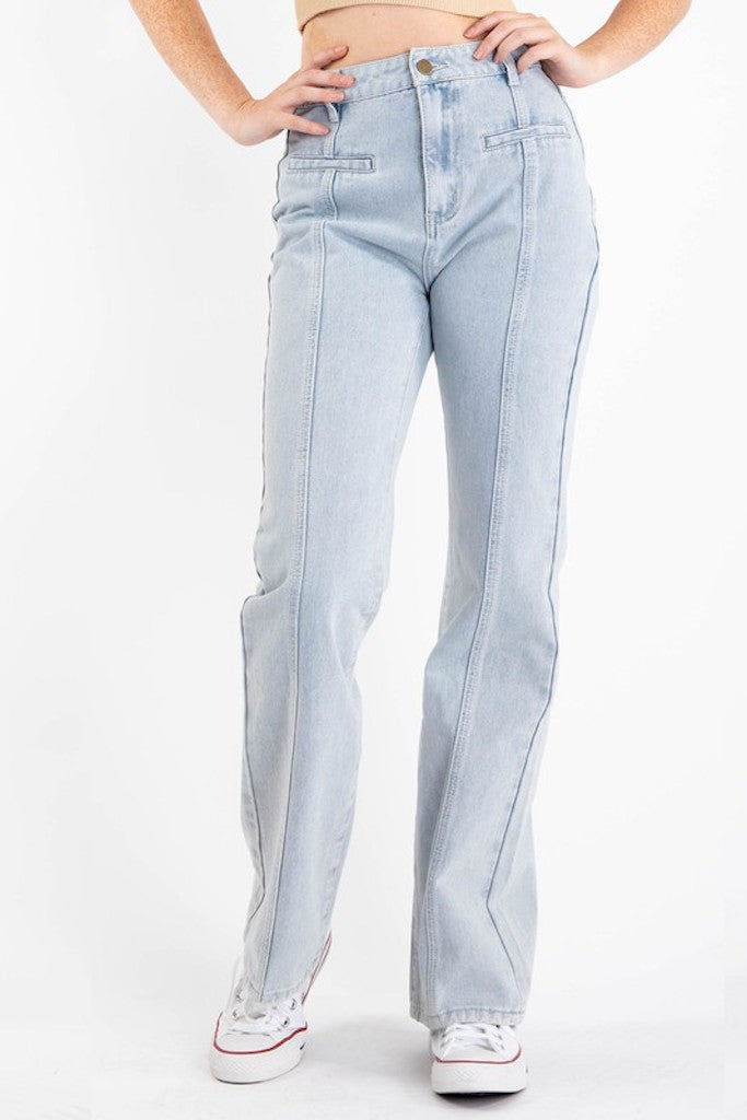 Be Free Straight Leg Jeans- Light Denim