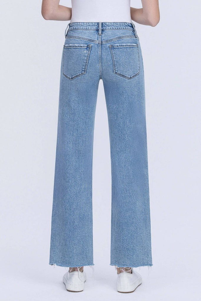 Ever Joyous Low Rise Wide Leg Jean - Medium Wash