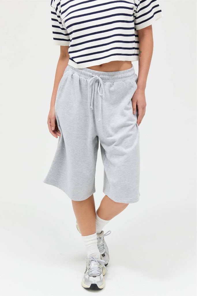 Maybe Baby French Terry Bermuda Shorts - Heather Grey