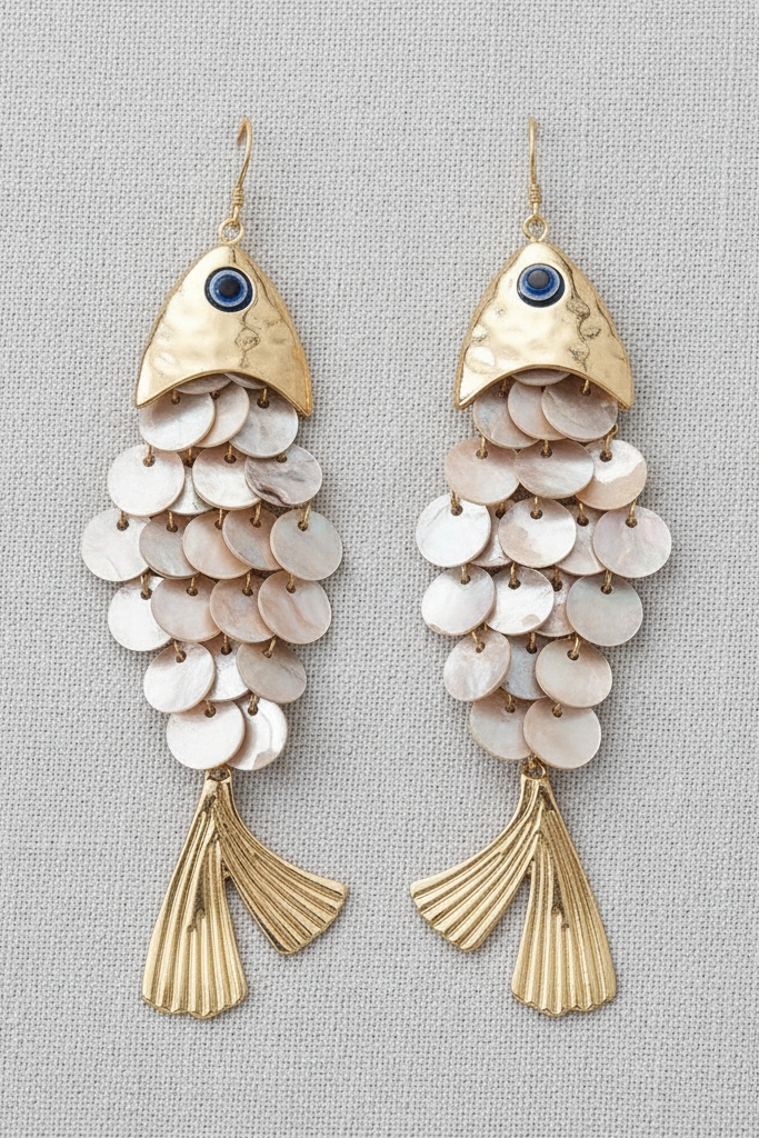 Saltwater Soul Tassel Fish Earrings - Gold