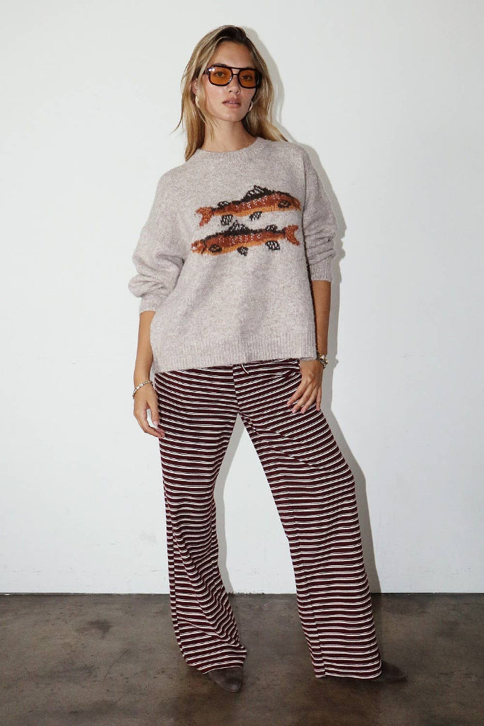Fresh Catch Trout Graphic Sweater - Sand