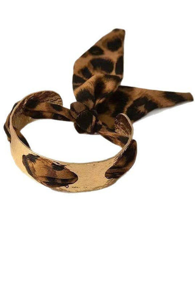 Too Sleek Scarf Bangle Bracelet - Leopard/Gold