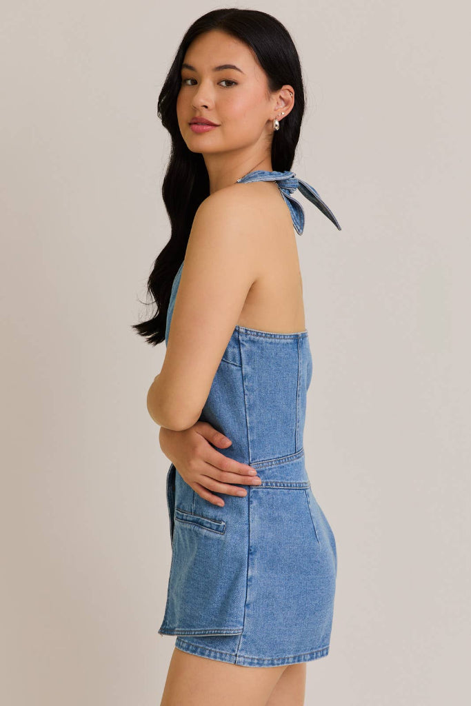 Cool Intentions Romper - Denim