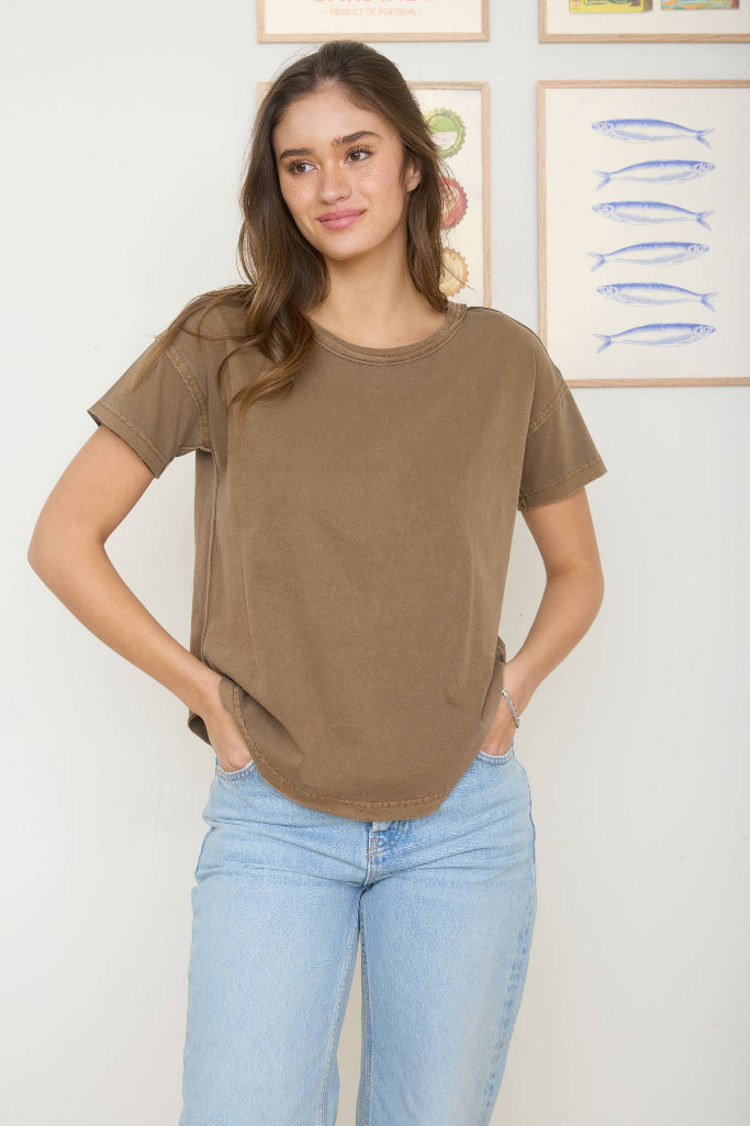 Leaving Hope Exposed Seam Top - Brown