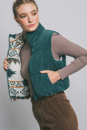 Fall Fling Corduroy Vest - Hunter