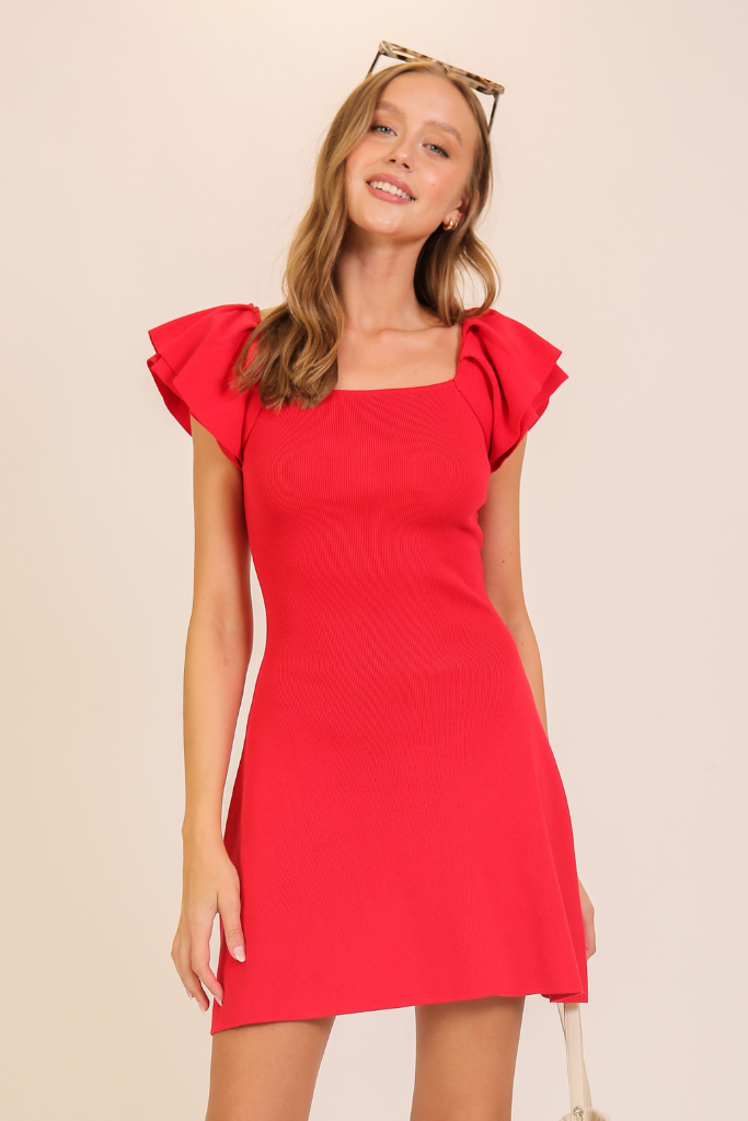 Jazzie Knit Dress - Red