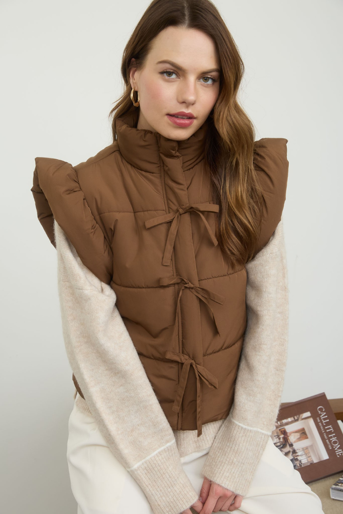 Embrace Life Puffer Vest - Brown