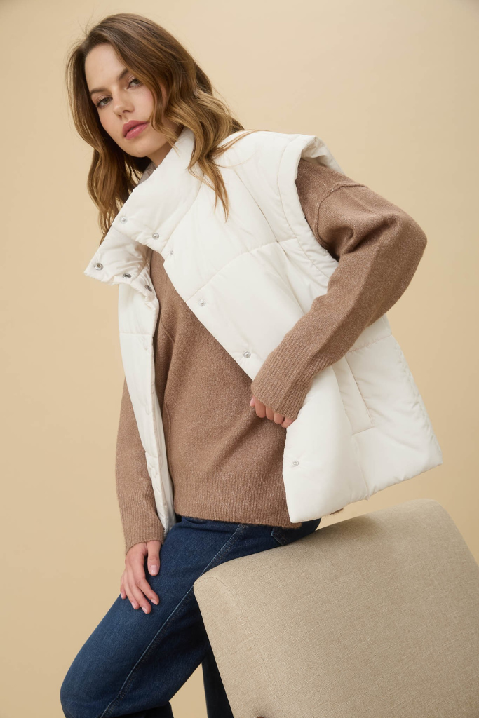 Caden Puffer Vest - Ivory