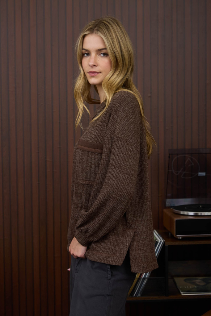 Goldie Knit Top - Dark Brown