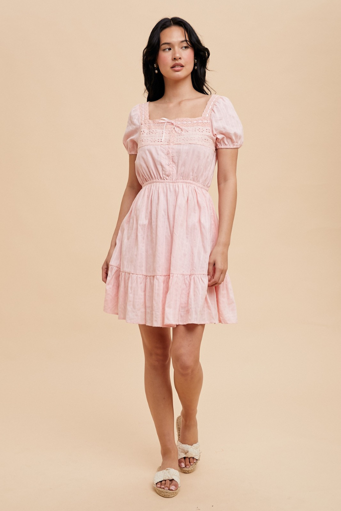 Valery Square Neck Dress - Sweet Pink
