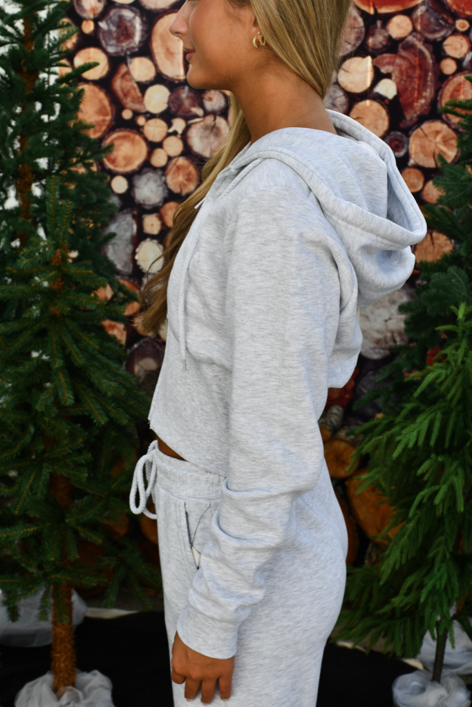 Double Zip Cropped Jacket - Ice Grey