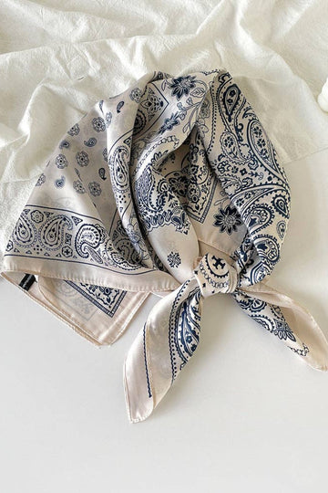 Doubtful Paisley Pattern Satin Scarf - Biege