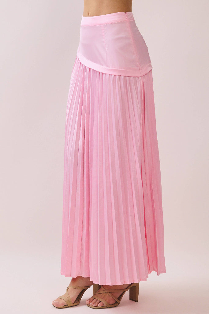 Much Love Pleated Maxi Skirt - Pink
