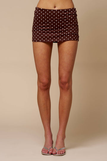 Ansley Polka Dot Mini Skorts - Brown