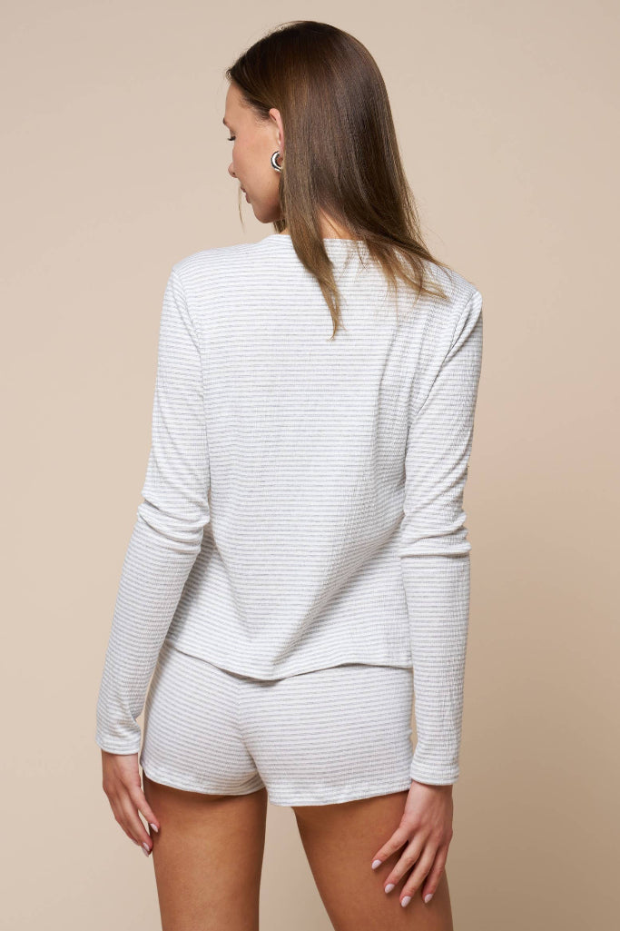 Working Hard Striped Cardigan Set - Grey