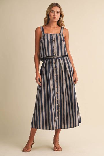 Old Tale Striped Top & Skirt - Navy Multi