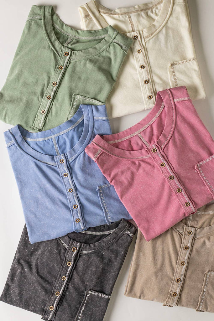 Look Ahead Mineral Washed Top - Ivory