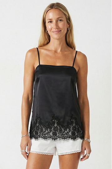In Demand Satin Lace Cami - Black