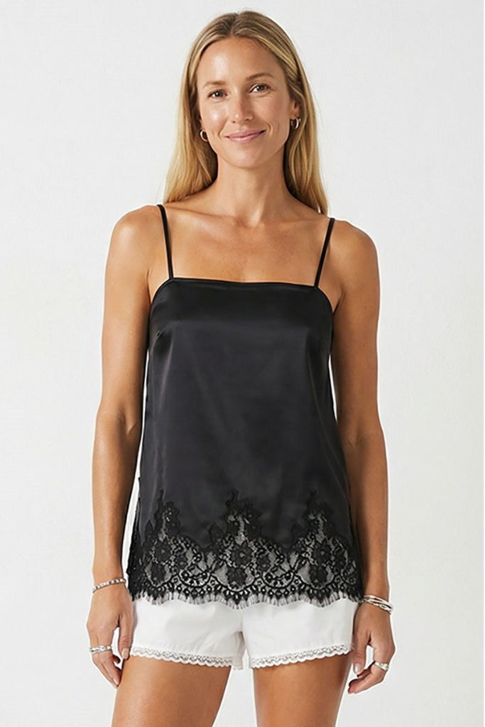 In Demand Satin Lace Cami - Black