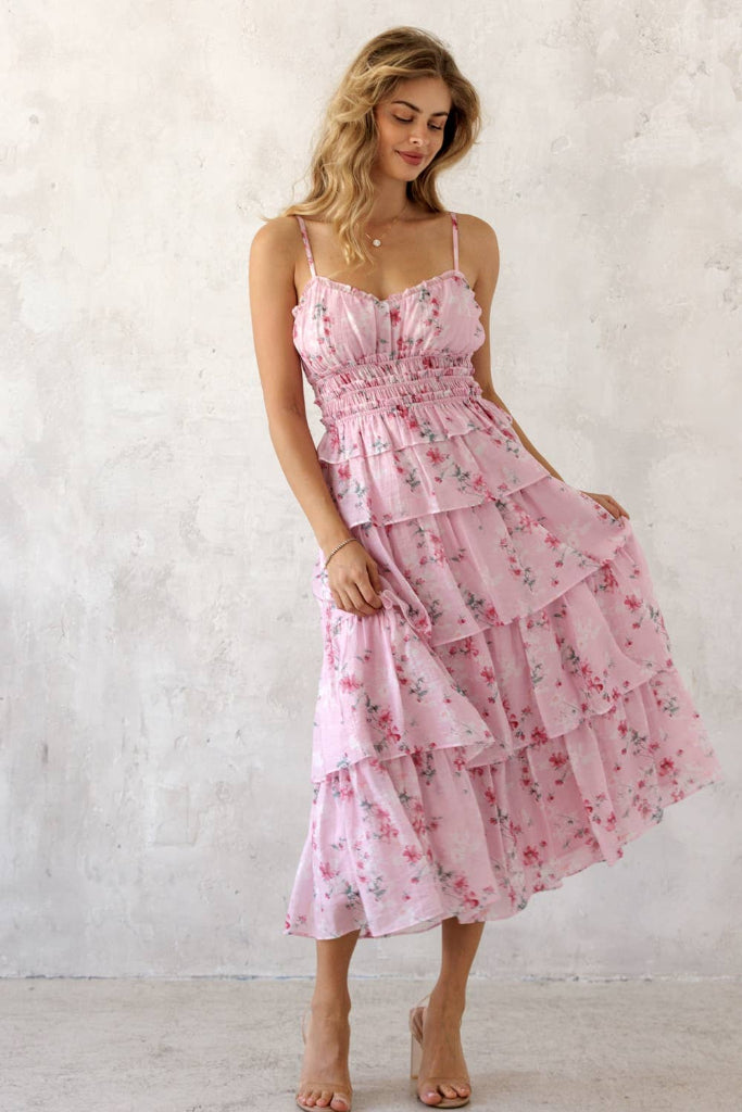 Sia Midi Dress- Pink