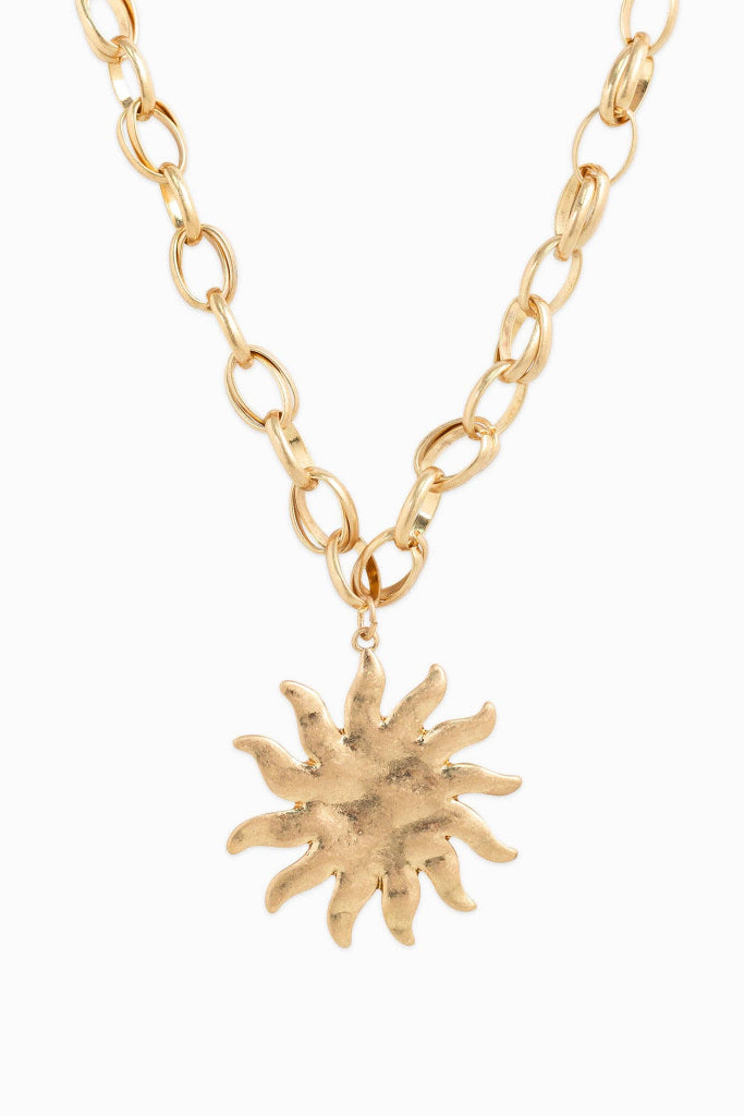 Sunburst Pendant Necklace - Gold