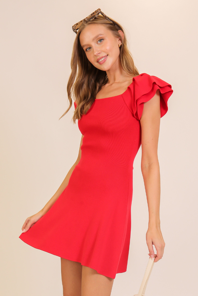 Jazzie Knit Dress - Red
