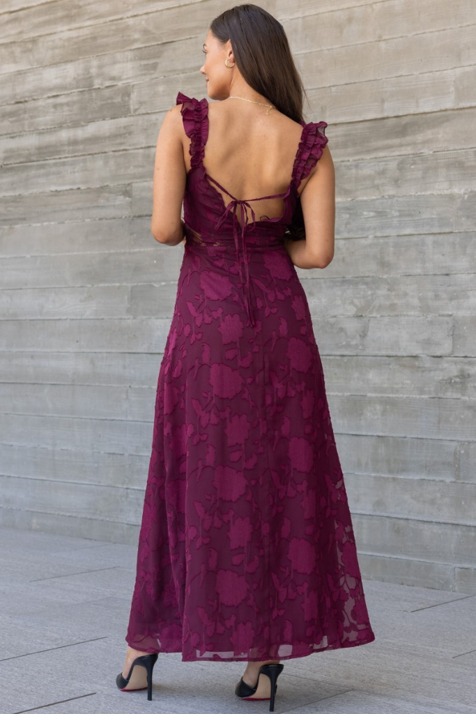 Elegant Life Maxi Dress - Burgundy