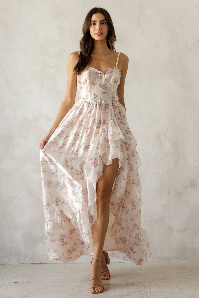 Laney Midi Dress- Pink Floral