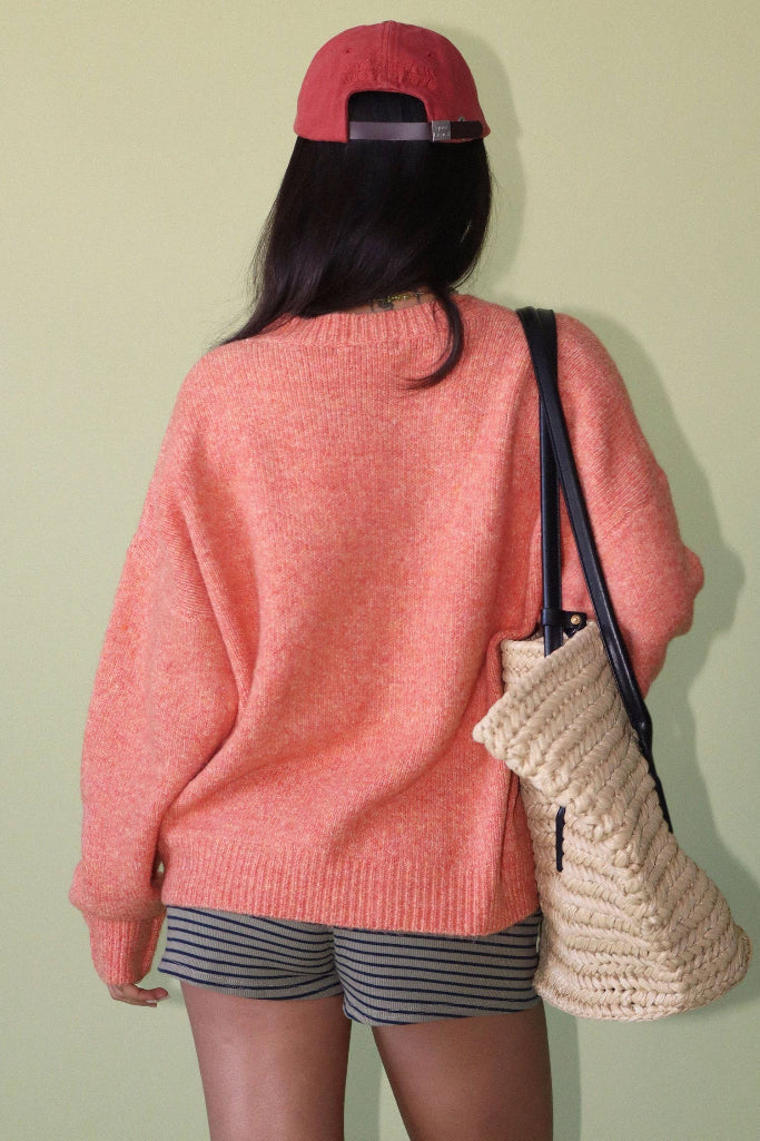 Lucky Duck Graphic Knit Sweater - Coral