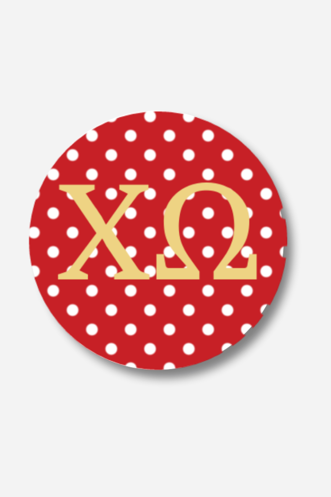 Good Vibez Collegiate - Chi Omega Dots Button