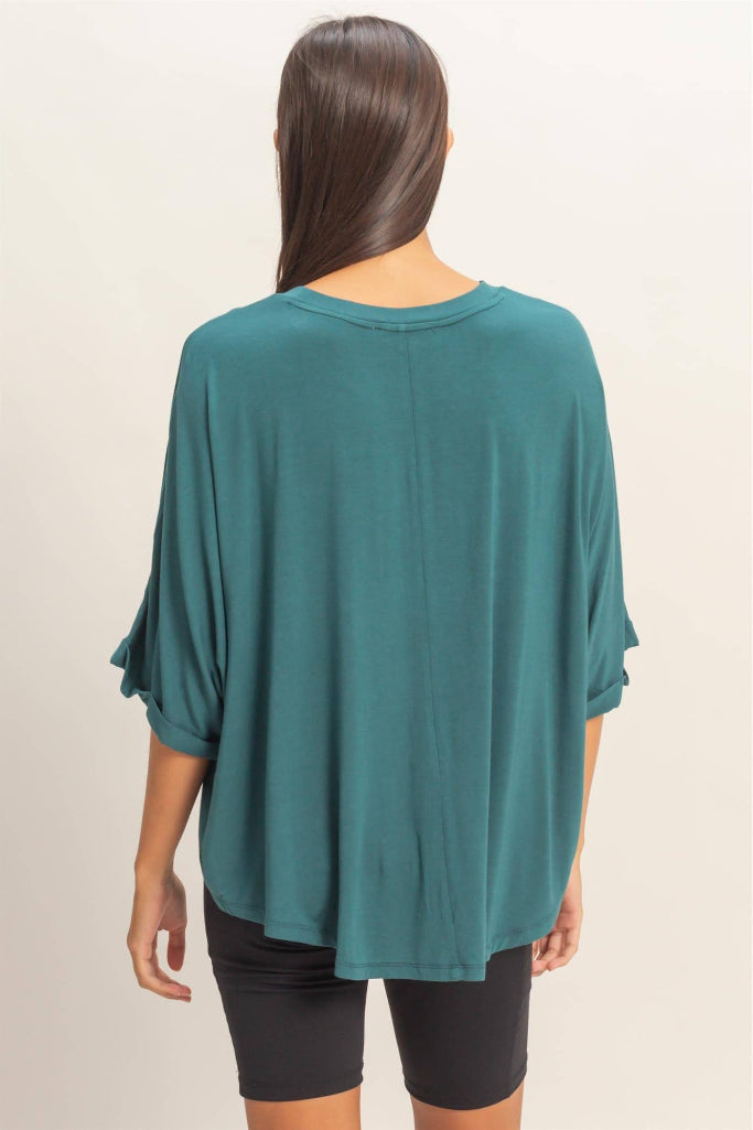 Cannot Contain Batwing Sleeve Top - Dark Teal