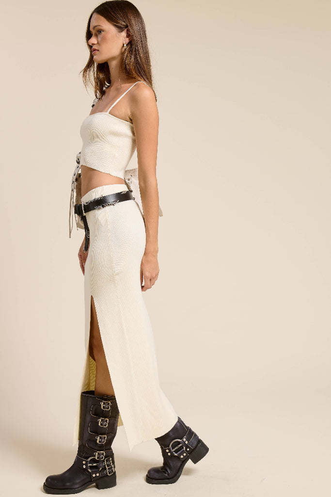Kaycee Crop Tank & Midi Skirt Set - Ivory
