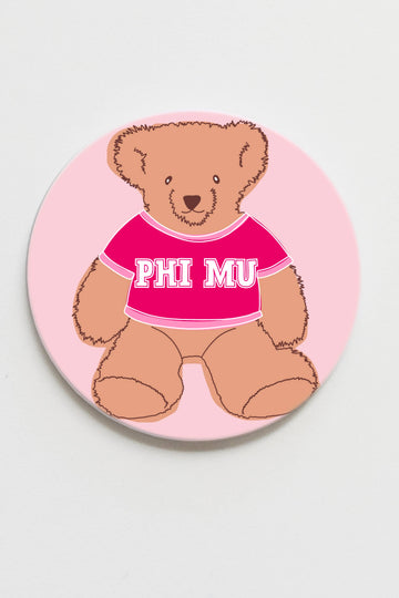 Phi Mu Teddy Bear Button- 3.00 inch