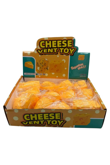 Box of Cheese Vent Toys with packaging on a white background