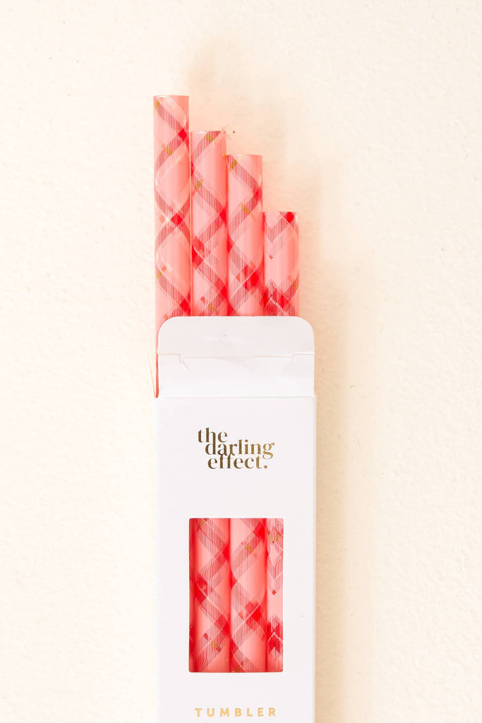 40 oz Tumbler Straw Set - Festive Plaid