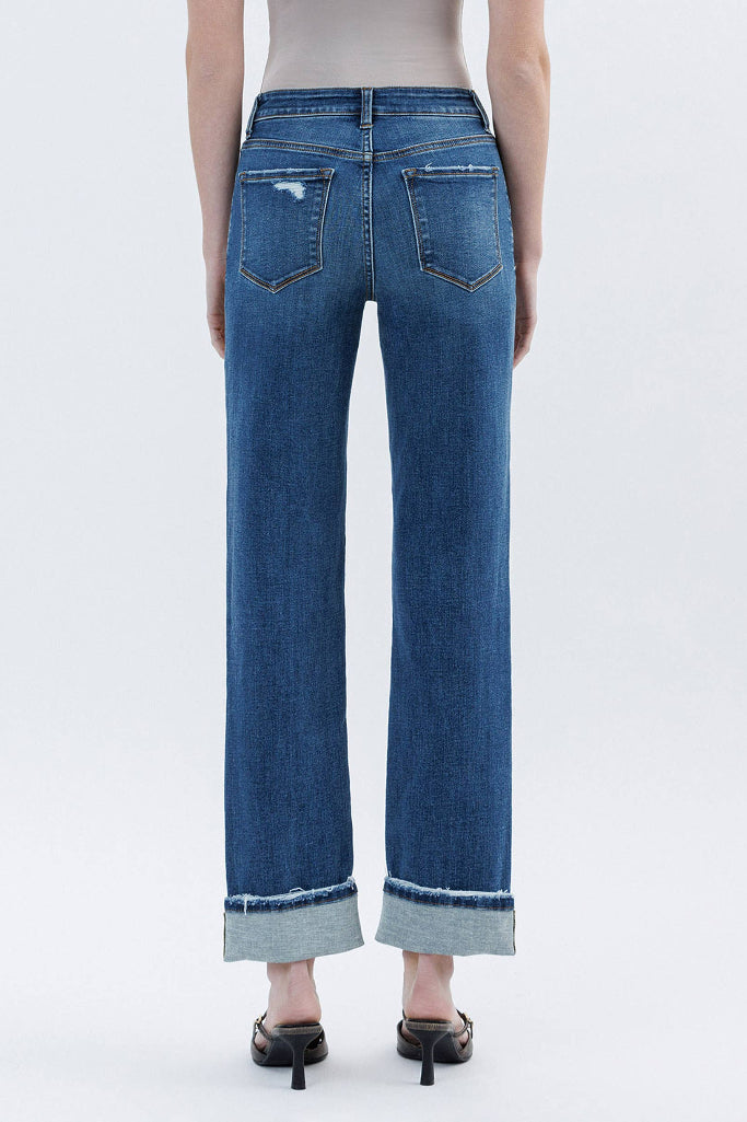 Too Nice High Waist Straight Leg Jean - Dark Wash