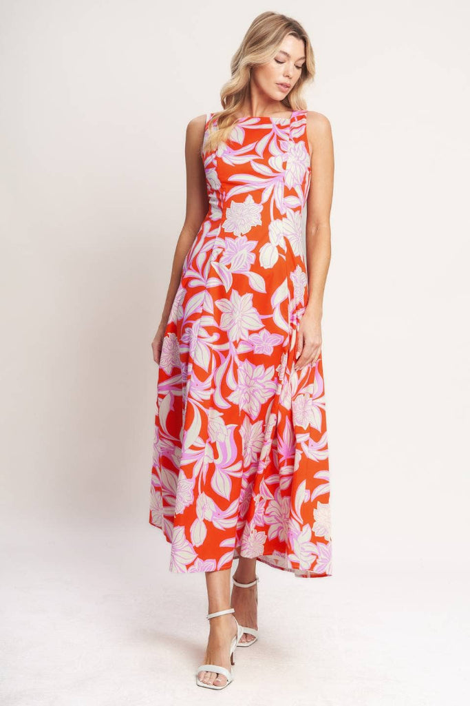 Grace Bloom Floral Maxi Dress - Orange Multi