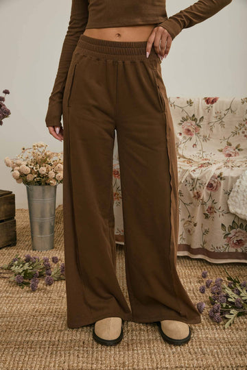 Drawing Looks Wide Leg Pants - Brown