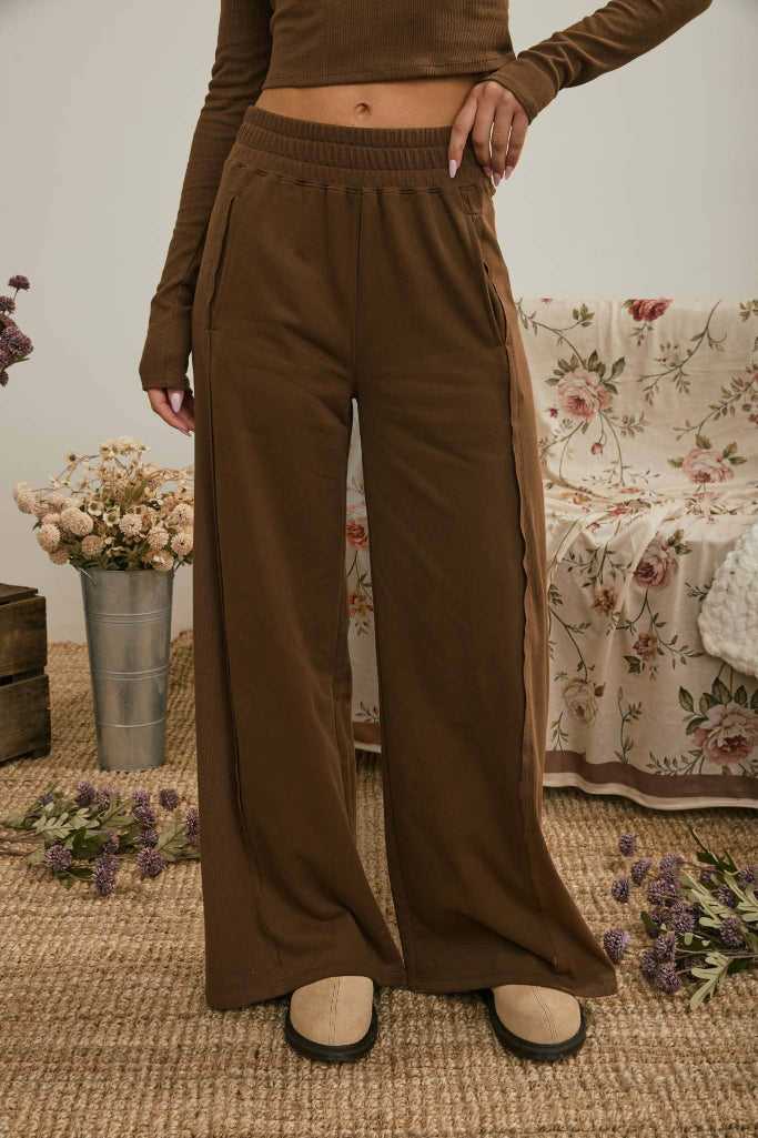 Drawing Looks Wide Leg Pants - Brown