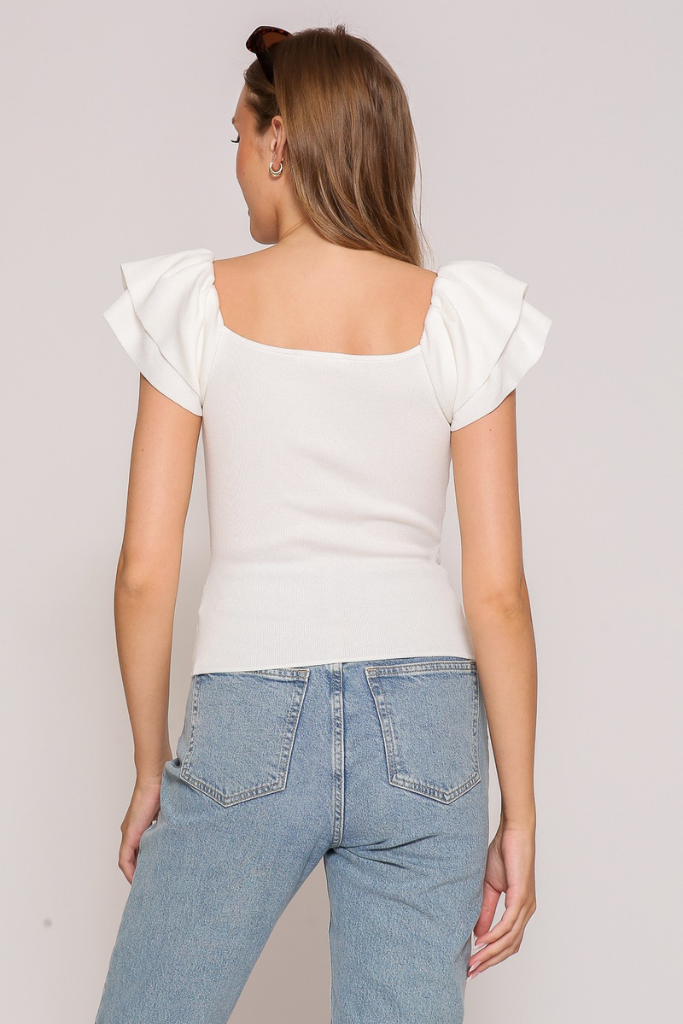 First Light Ruffle Top - Ivory