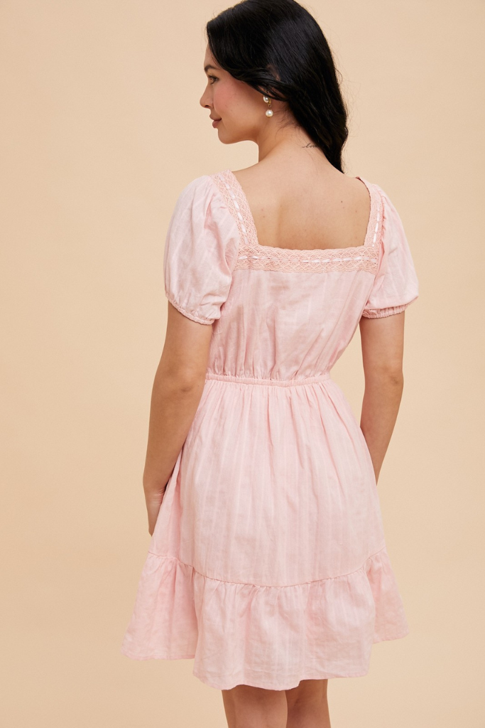 Valery Square Neck Dress - Sweet Pink