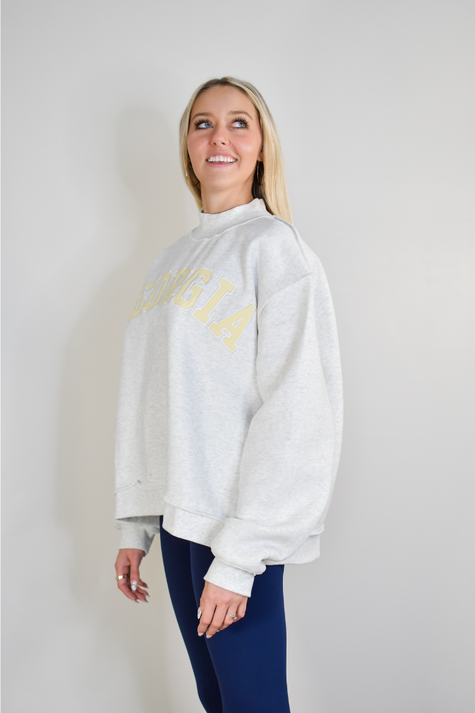 TooLooLah Georgia Mock Neck Sweatshirt - Heather Grey