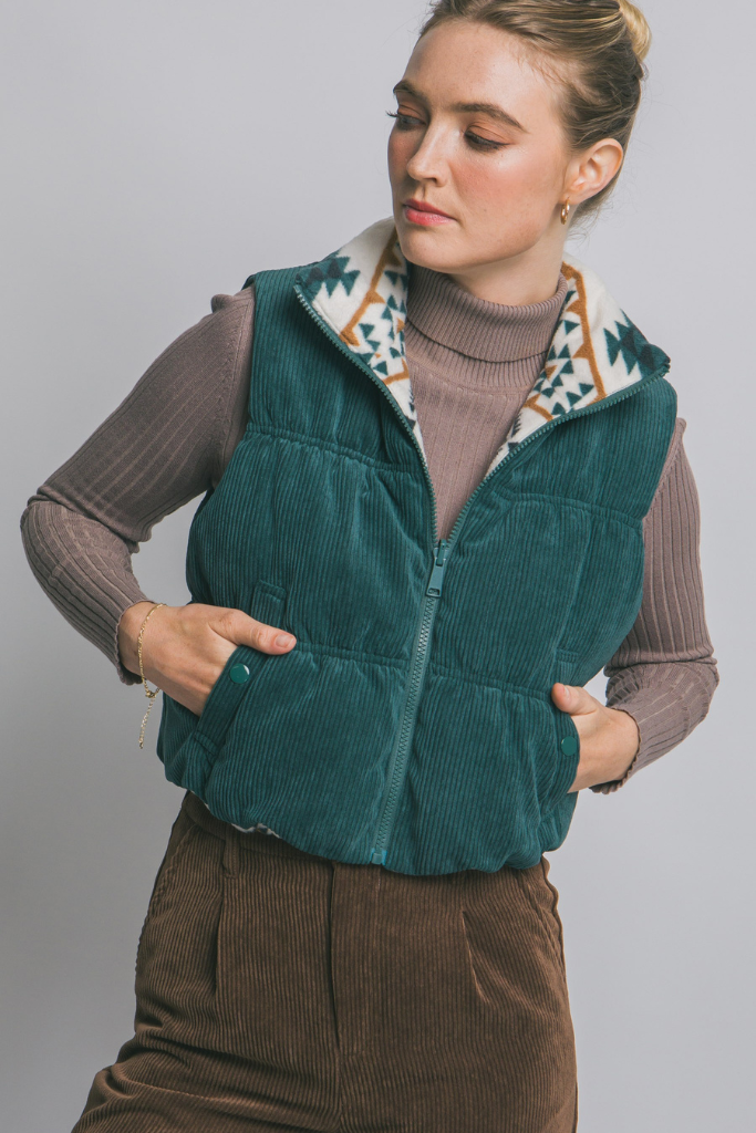 Fall Fling Corduroy Vest - Hunter